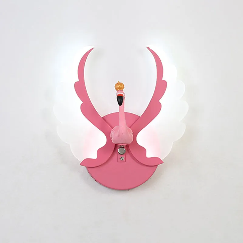 Applique de salle de bain Applique murale LED en fer cygne, finition blanche/rose, avec aile en acrylique, lumière blanche...