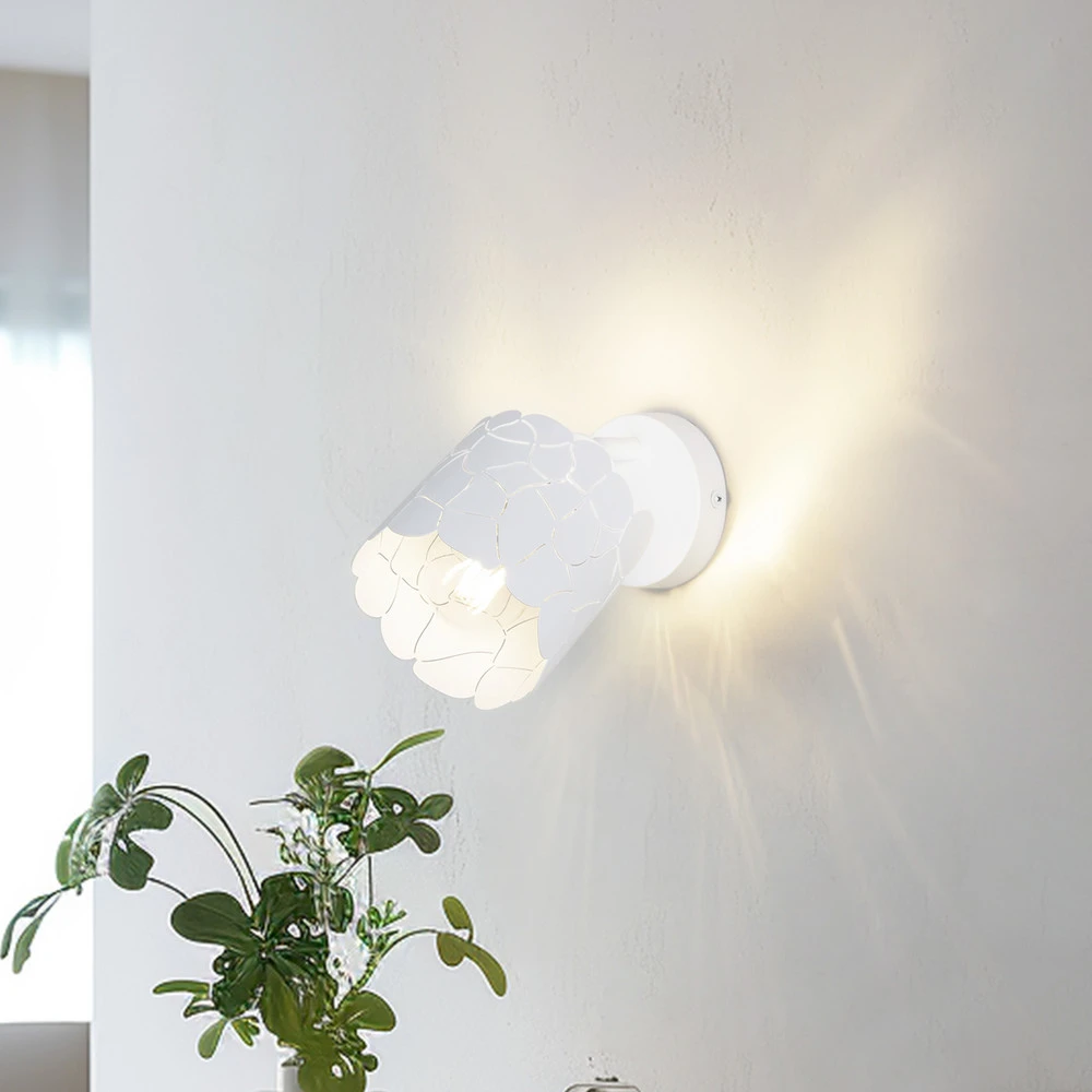 Applique de salle de bain Applique murale Lindby Aralena, blanc, à 1 lampe, métal, Ø 12 cm