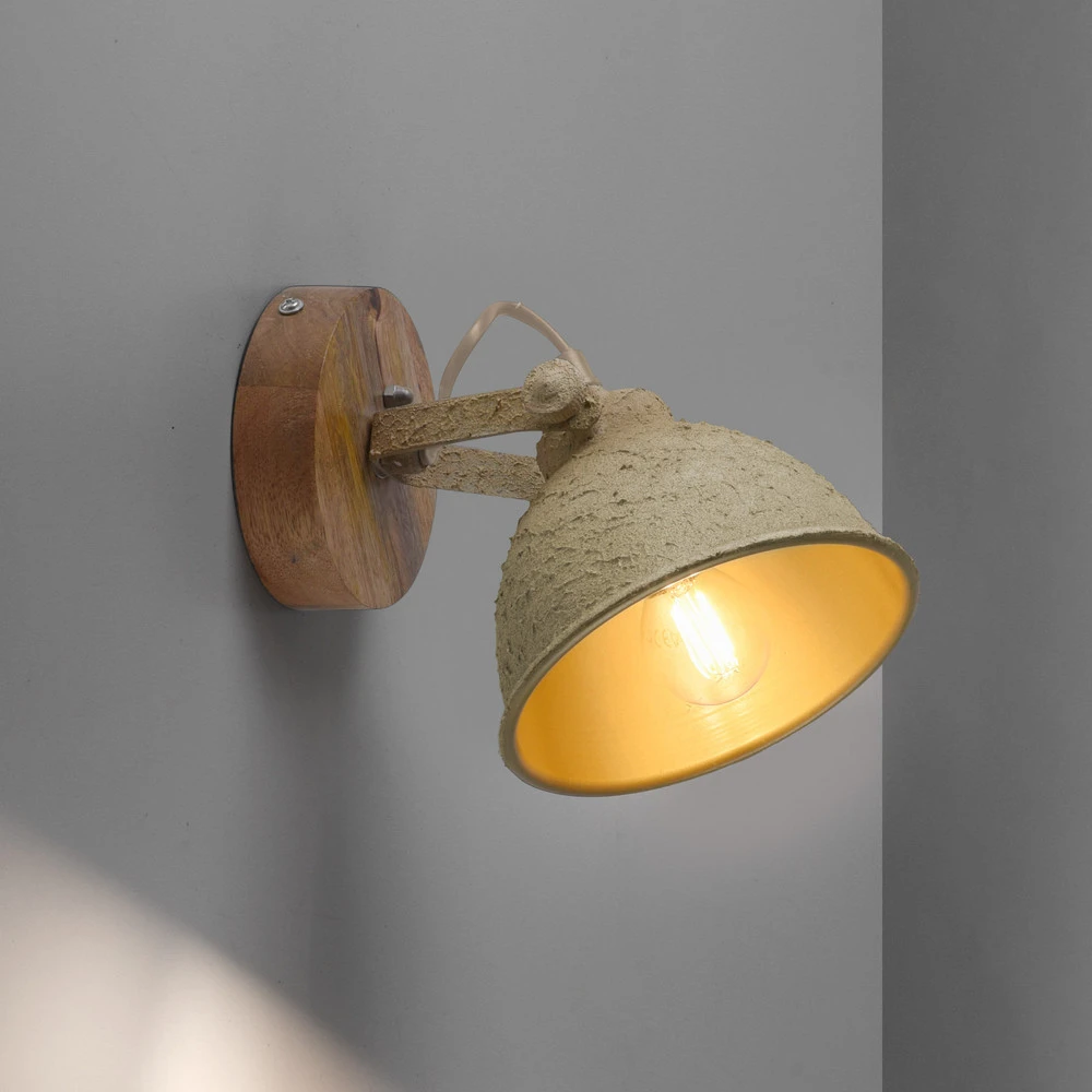Applique Samia à 1 lampe manguier écru structuré pour éclairage de lecture