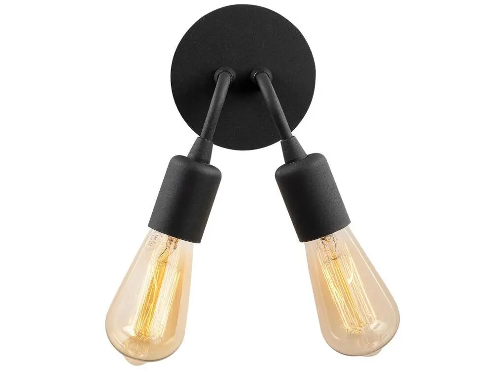 Applique à variateur Applique Murale Interieur, Lampe Murale Industrielle Bois, Noir 14x14x20 Cm