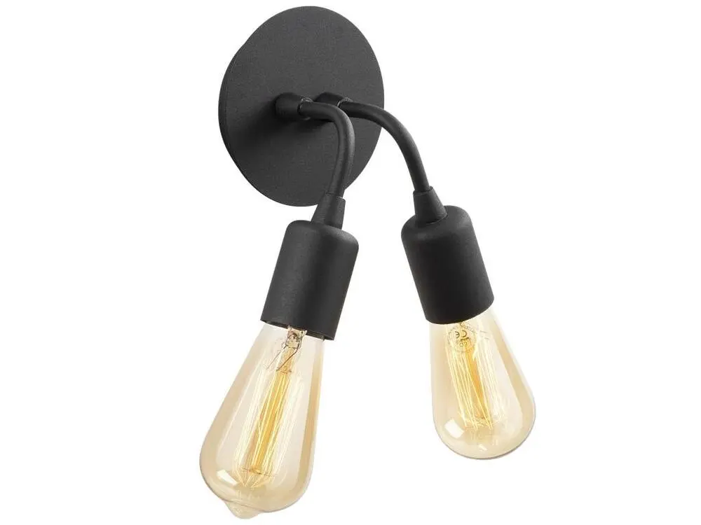Applique à variateur Applique Murale Interieur, Lampe Murale Industrielle Bois, Noir 14x14x20 Cm