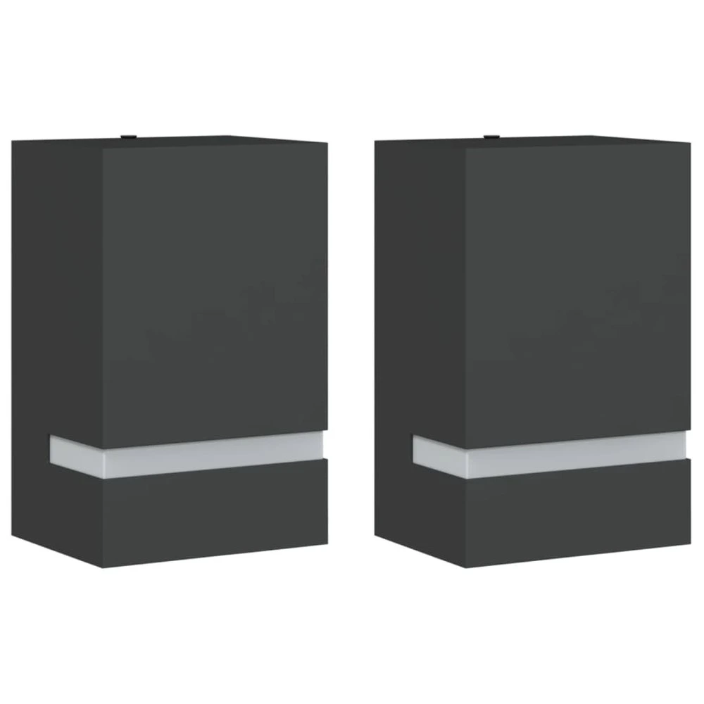 Appliques murales d'extérieur 2 pcs noir acier inoxydable Style moderne