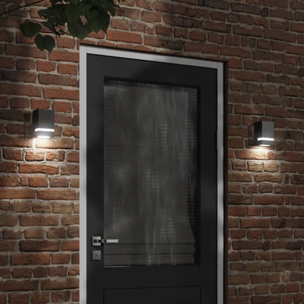 Appliques murales d'extérieur 2 pcs noir acier inoxydable Style moderne