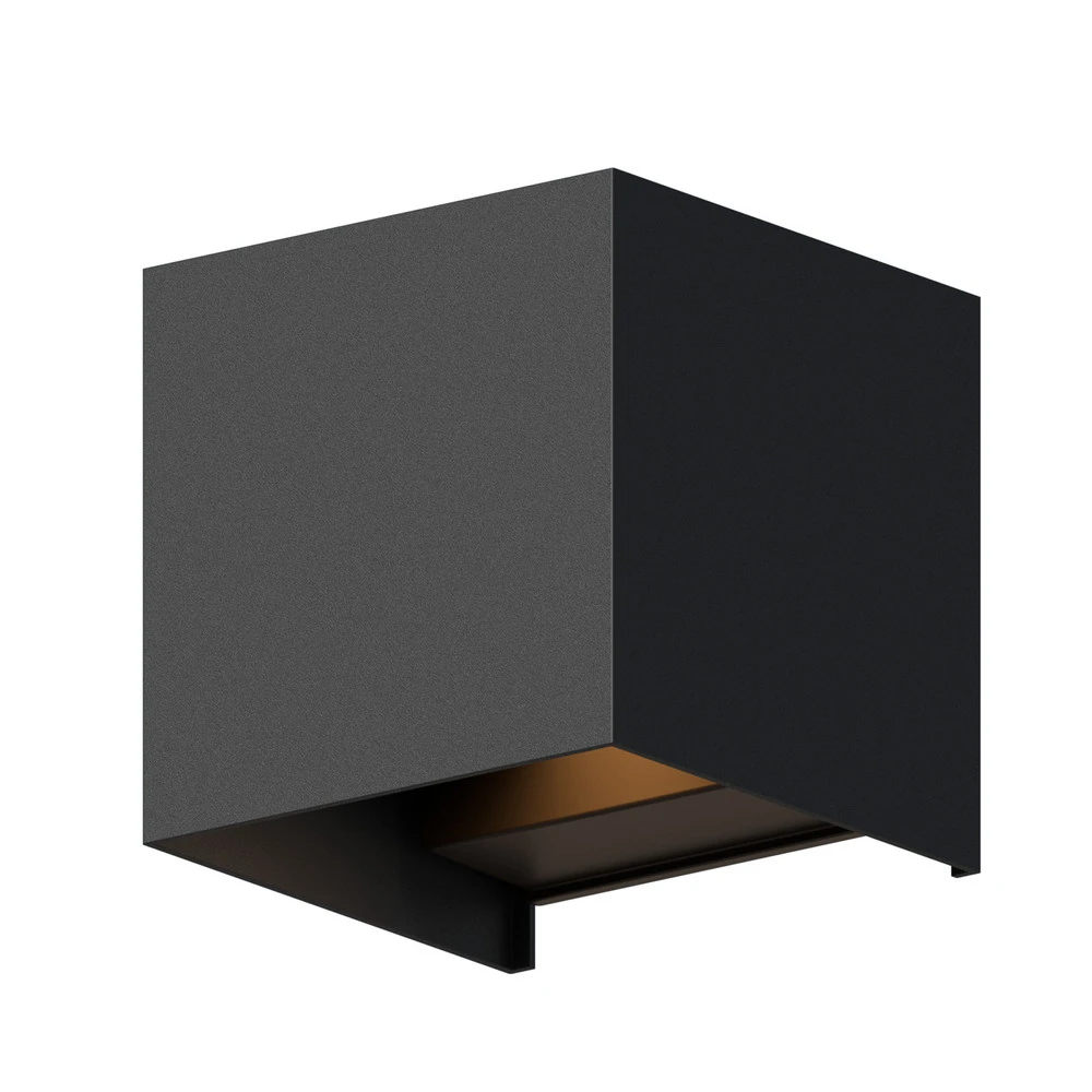 Calex applique d'extérieur LED Cube, Up&Down, hauteur 10 cm, noir avec fixation invisible