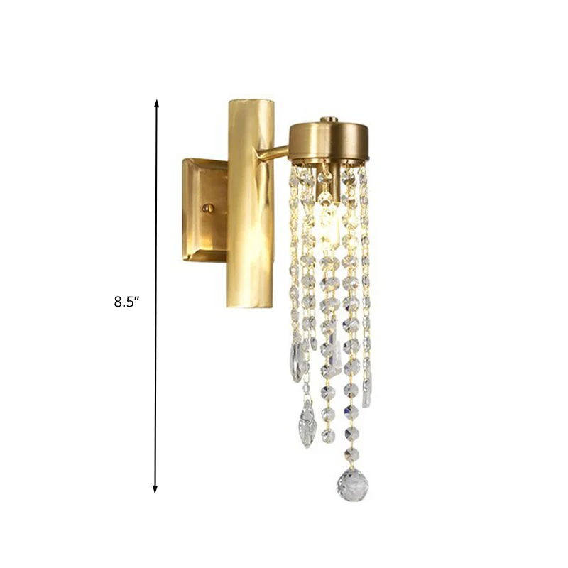 Cascade chambre applique murale lumière Vieux cristal 1/2 têtes or LED luminaire mural