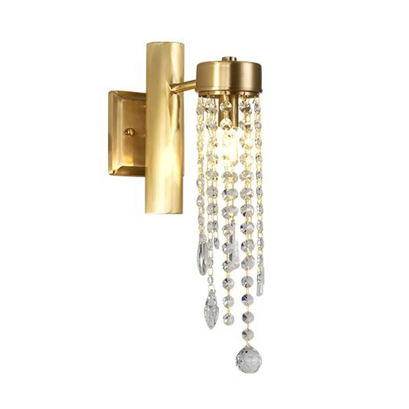 Cascade chambre applique murale lumière Vieux cristal 1/2 têtes or LED luminaire mural