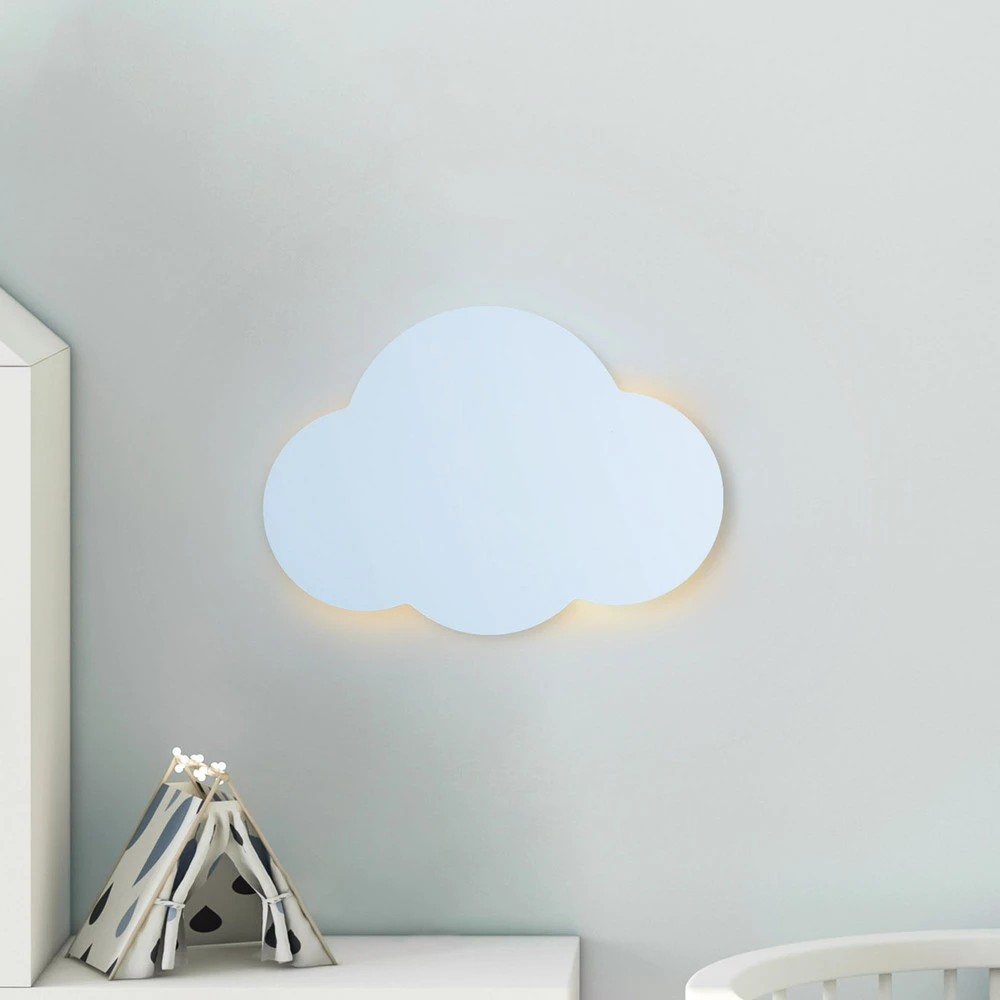 Certifié CE Applique murale Cloud, bleu, acier, lumière indirecte, 38 x 27 cm