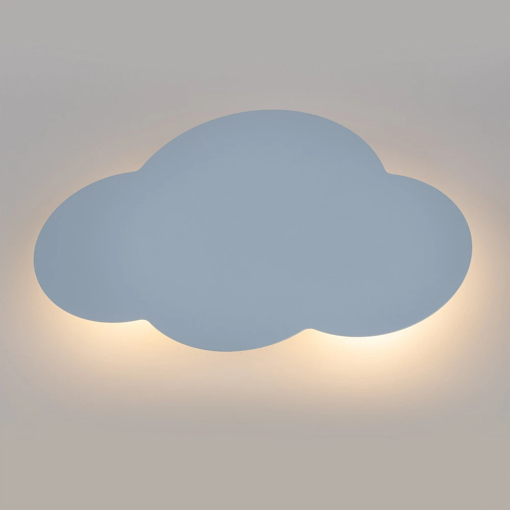 Certifié CE Applique murale Cloud, bleu, acier, lumière indirecte, 38 x 27 cm