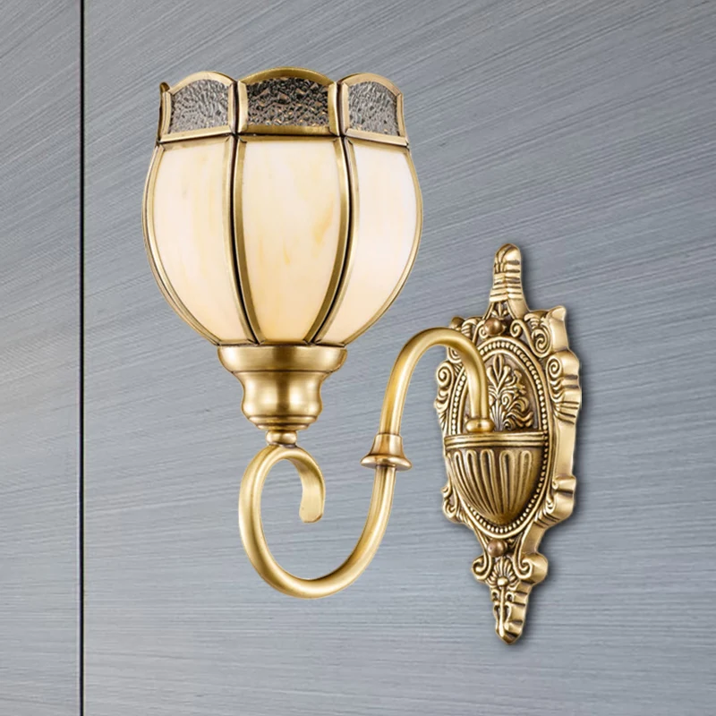Certifié CE Applique murale traditionnelle en métal et laiton, 1/2 têtes, luminaire décoratif en forme de fleur, pour cham...