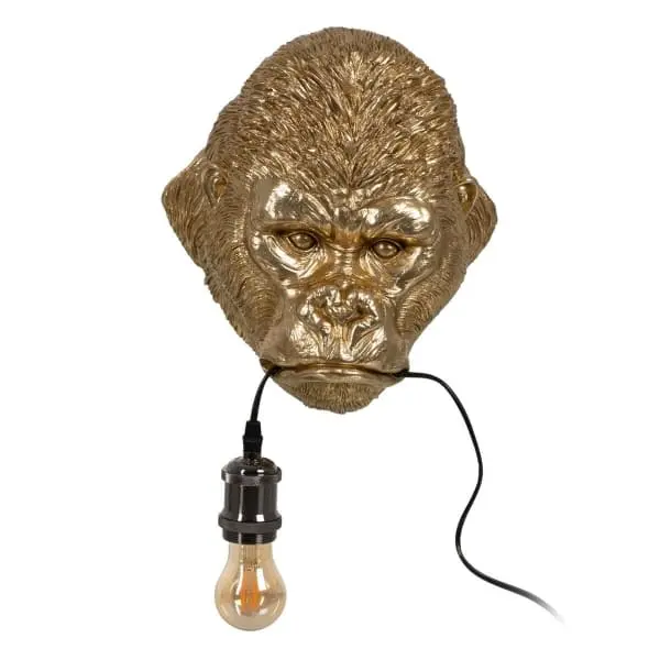 Certifié CE Applique Murale Tête de Gorille Dorée