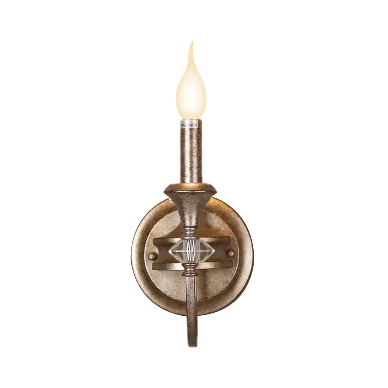 Certifié CE Applique de restaurant candélabre/cône en métal antique, lampe murale rouille à lumière singulier avec abat-jo...
