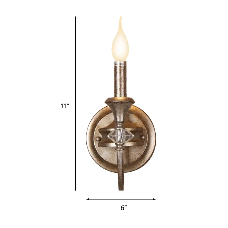 Certifié CE Applique de restaurant candélabre/cône en métal antique, lampe murale rouille à lumière singulier avec abat-jo...