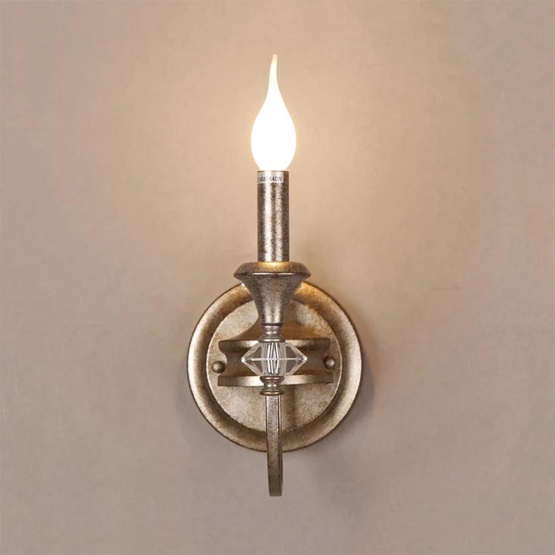 Certifié CE Applique de restaurant candélabre/cône en métal antique, lampe murale rouille à lumière singulier avec abat-jo...