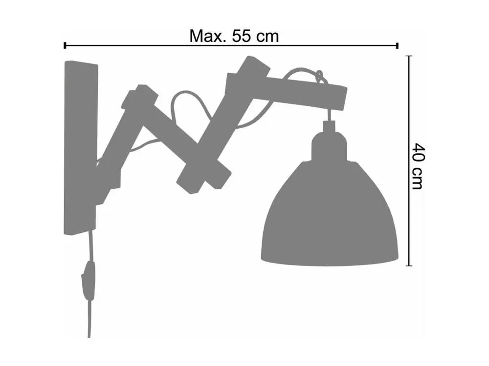 Design Contemporain Applique abajour cuivré, bois articulé 55cm.