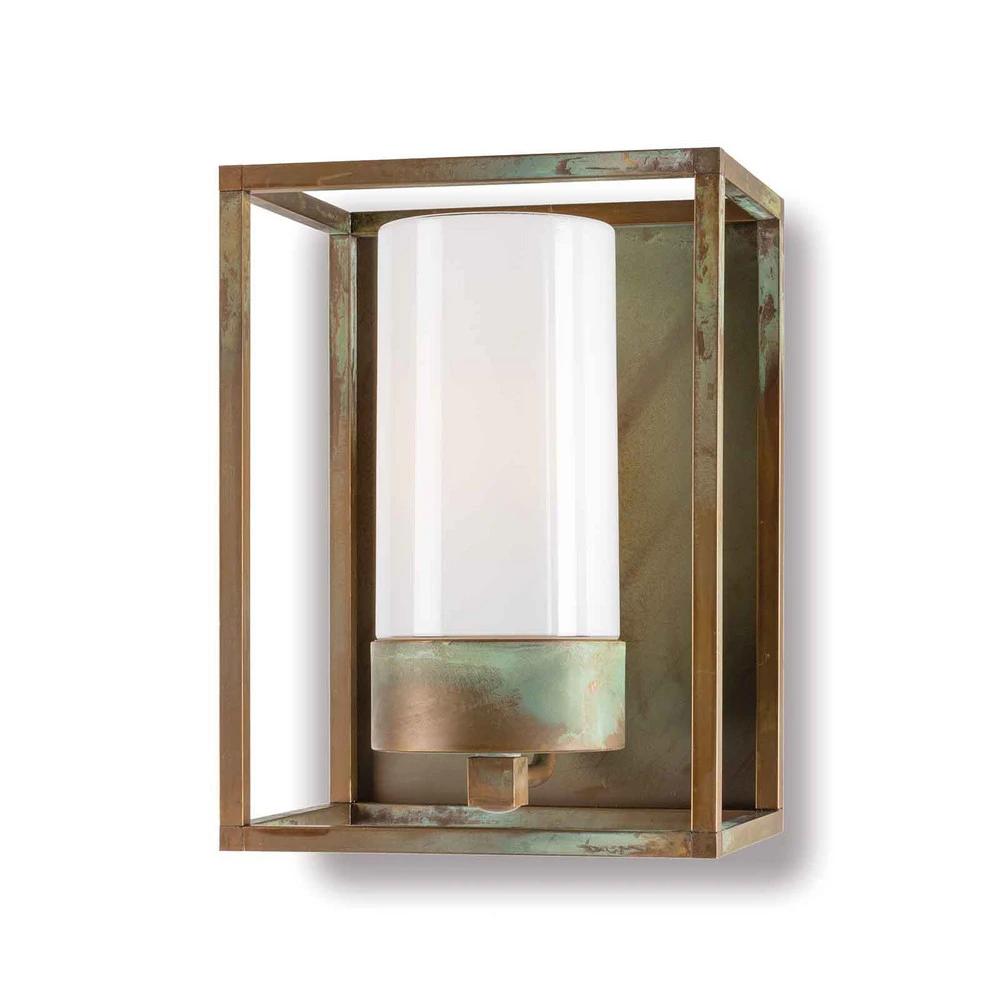 Design Contemporain Applique d'ext. Cubic³ 3366 laiton ancien/opale