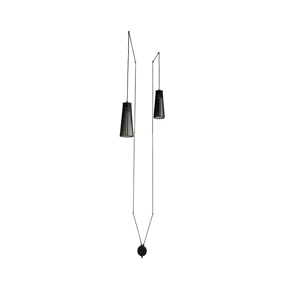 Design Contemporain Applique Dover avec prise, noire, à deux lampes