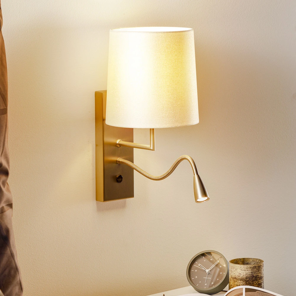 Design Contemporain Applique La Havane à bras liseuse LED blanc crème