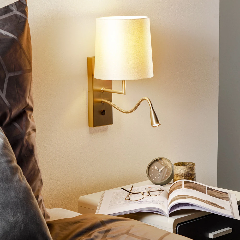 Design Contemporain Applique La Havane à bras liseuse LED blanc crème