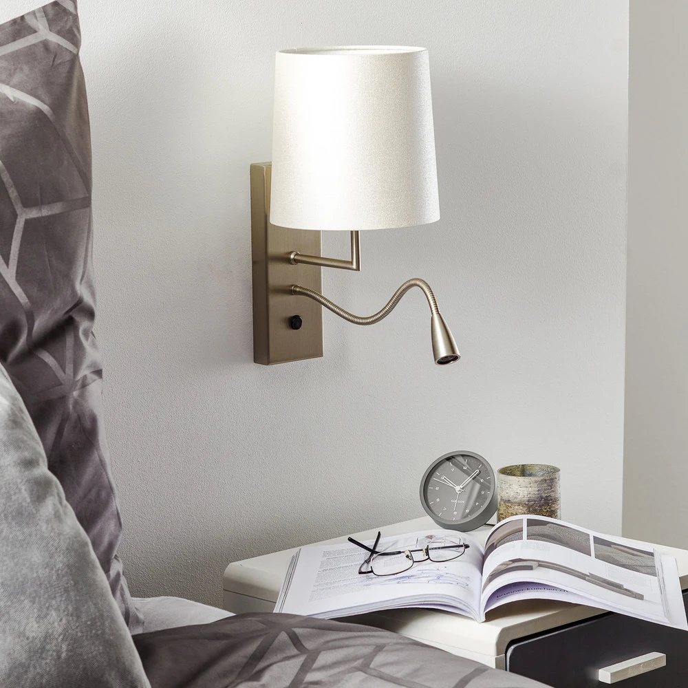 Design Contemporain Applique La Havane à bras liseuse LED blanc crème
