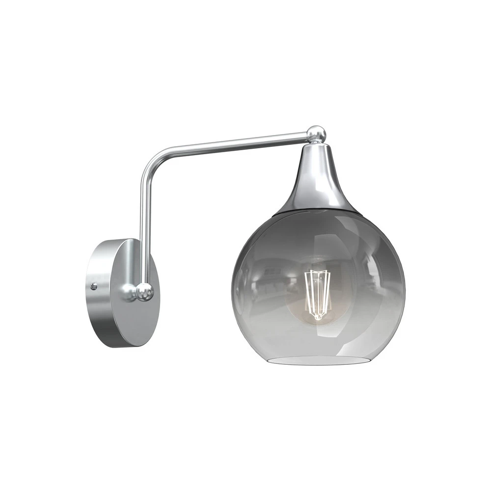 Design Contemporain Applique Monte en verre, à 1 lampe, argentée
