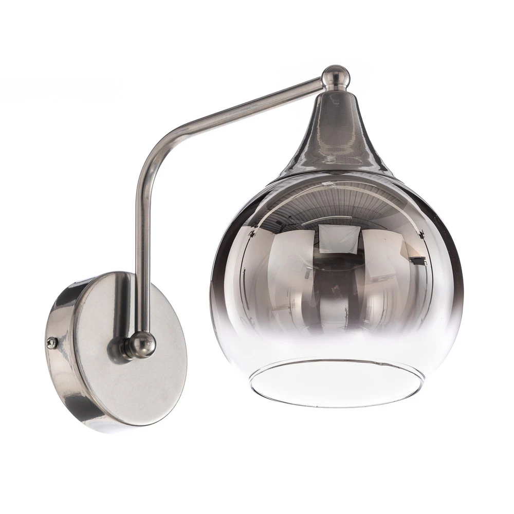 Design Contemporain Applique Monte en verre, à 1 lampe, argentée