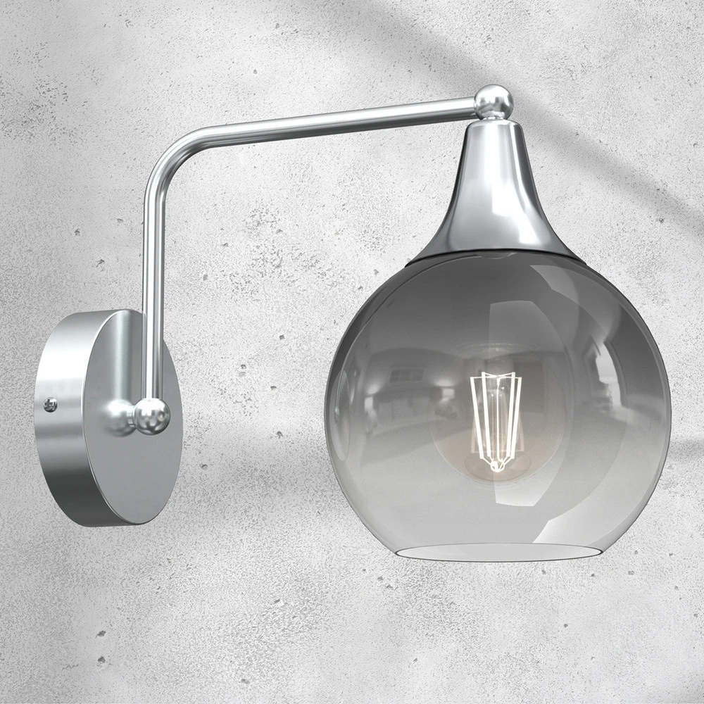 Design Contemporain Applique Monte en verre, à 1 lampe, argentée