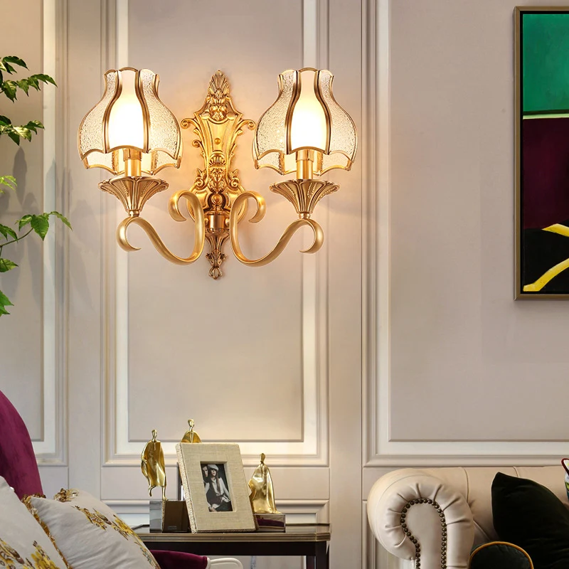 Design Contemporain Applique murale à abat-jour évasé en verre biseauté, luminaire mural de couloir élémentaire en laiton
