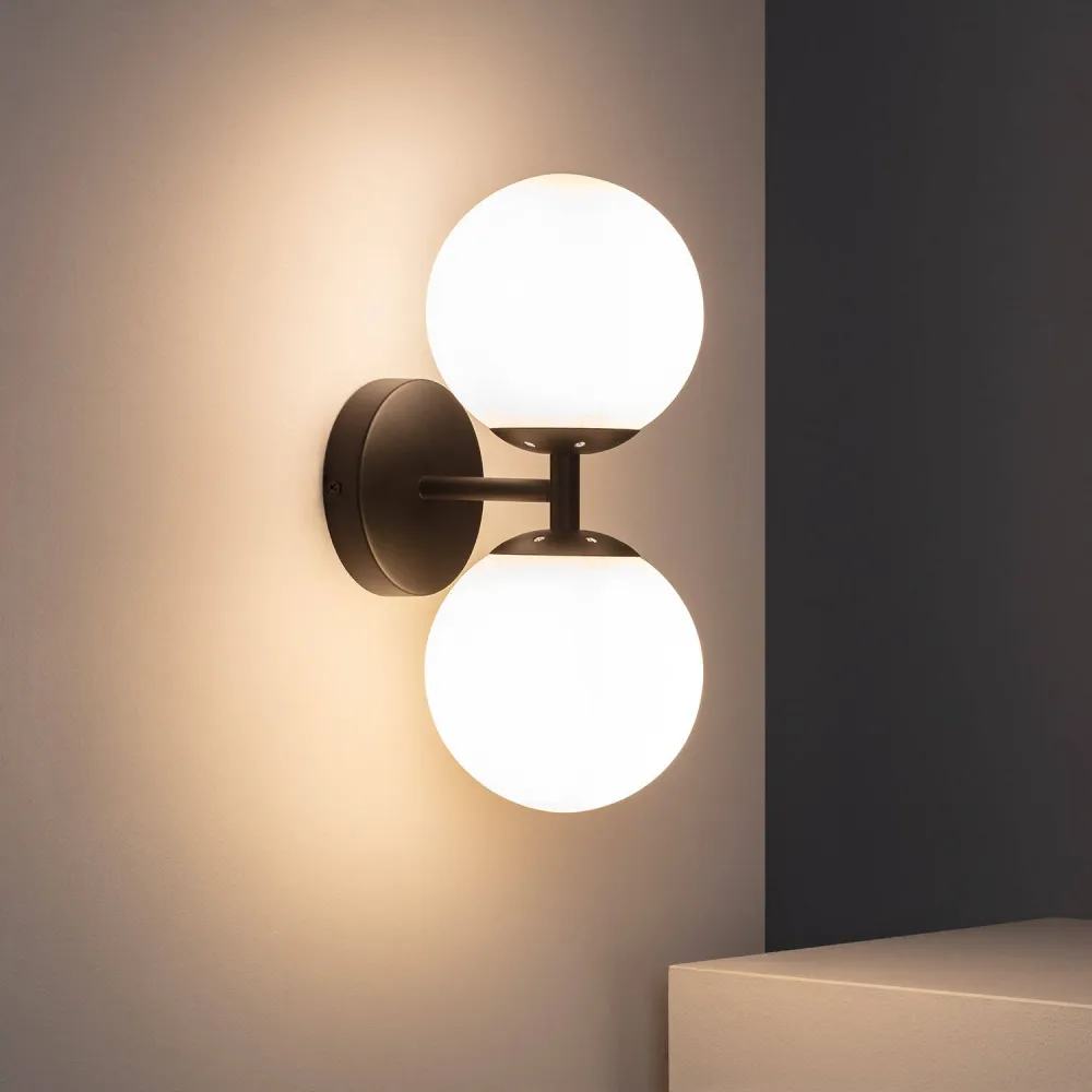 Design Contemporain Applique murale en métal et verre avec éclairage LED Balts Duplo