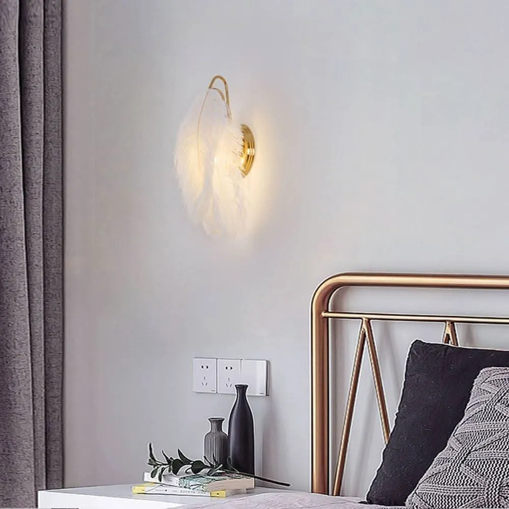 Design Contemporain Applique Murale Plume Blanche | Douceur Céleste