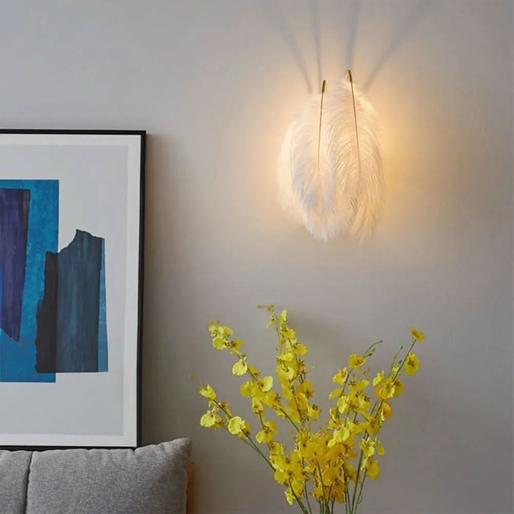 Design Contemporain Applique Murale Plume Blanche | Douceur Céleste