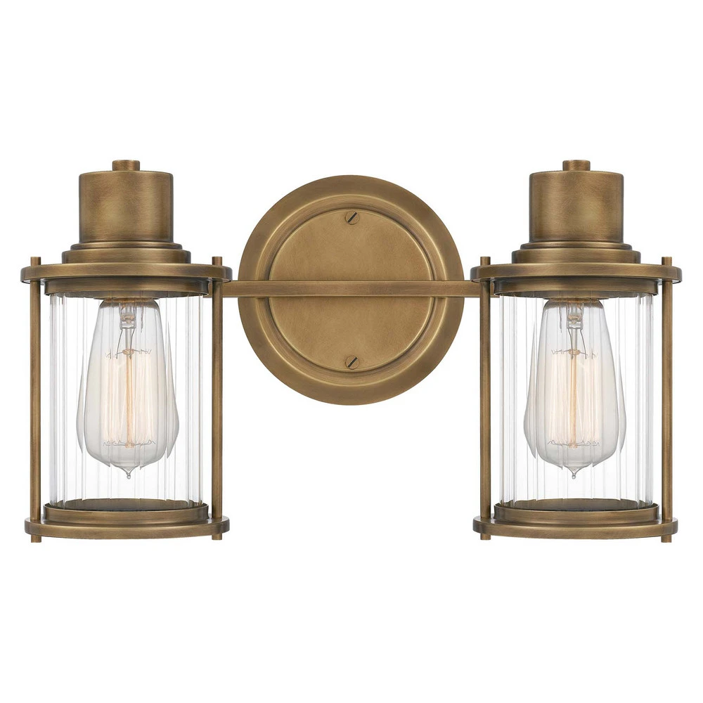 Design Contemporain Applique murale Riggs IP44, laiton vieilli, à 2 lampes