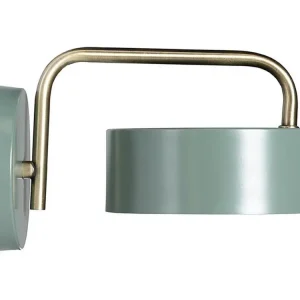 Design Contemporain Applique murale style d'époque en métal - L. 24 x H. 14.5 cm - Vert olive et or - OTILIE