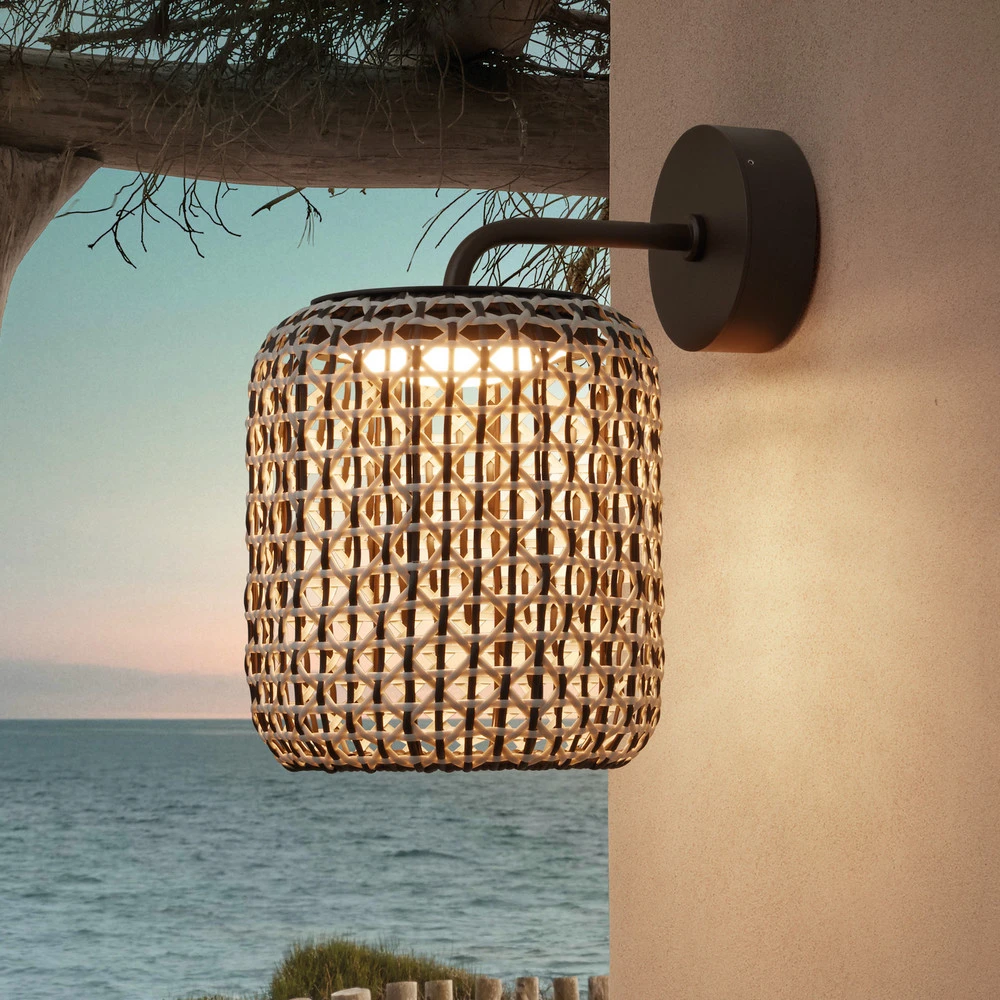 Design Contemporain Bover Nans Applique d'extérieur LED, crème, Ø 21,6cm