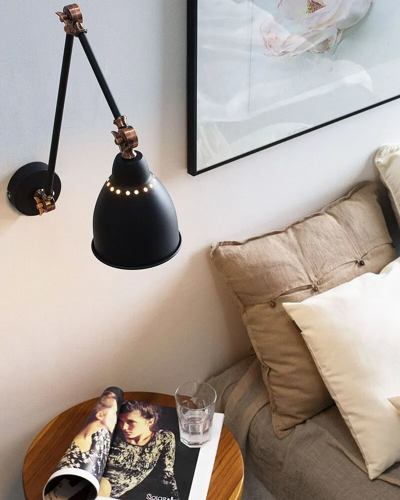 Design Contemporain Lampe murale gris graphite et cuivré MISSISSIPPI L