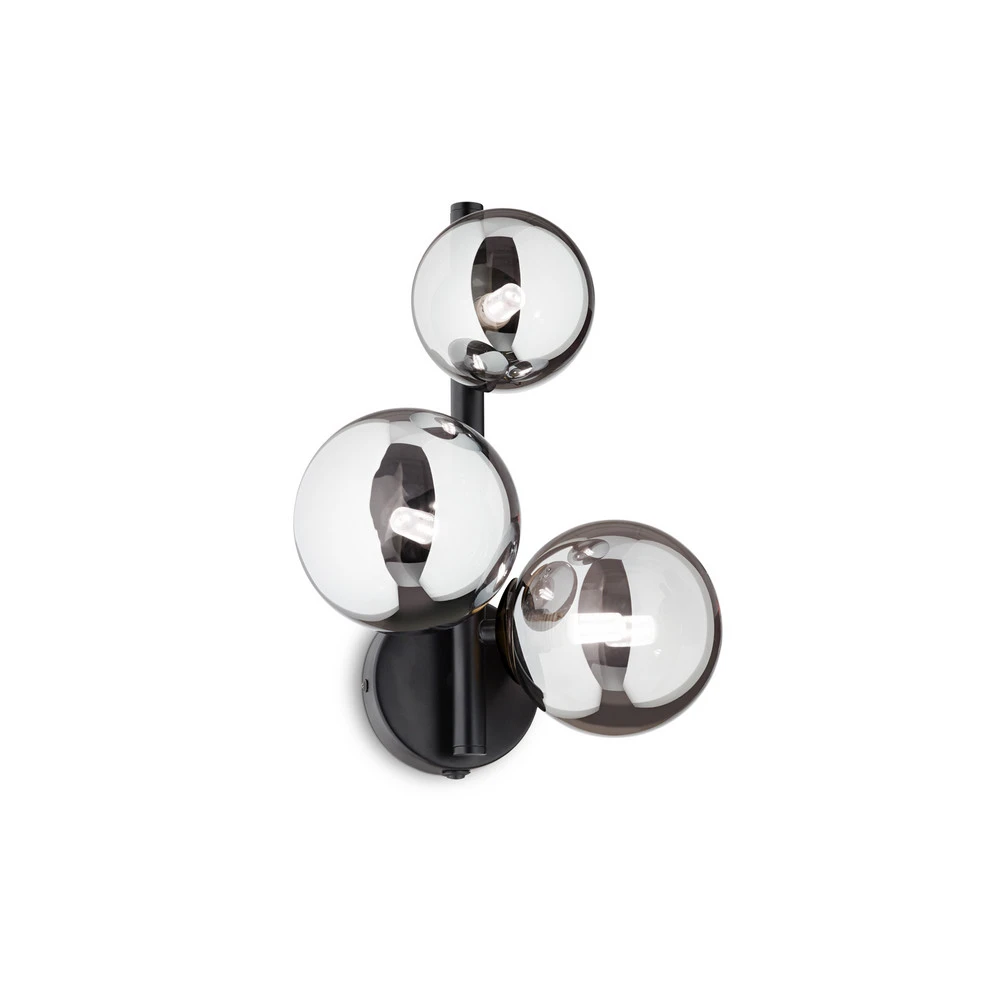 Ideal Lux Perlage applique murale 3flg noir/noir en laiton brossé