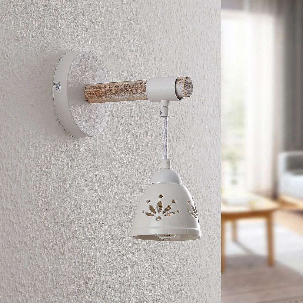 Lindby Pimana applique avec abat-jour en céramique en verre opalin