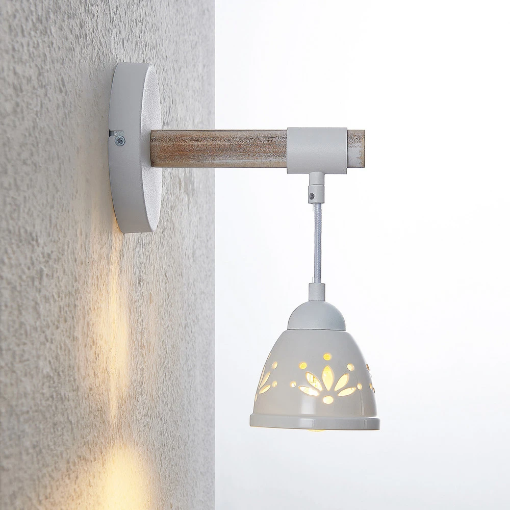 Lindby Pimana applique avec abat-jour en céramique en verre opalin