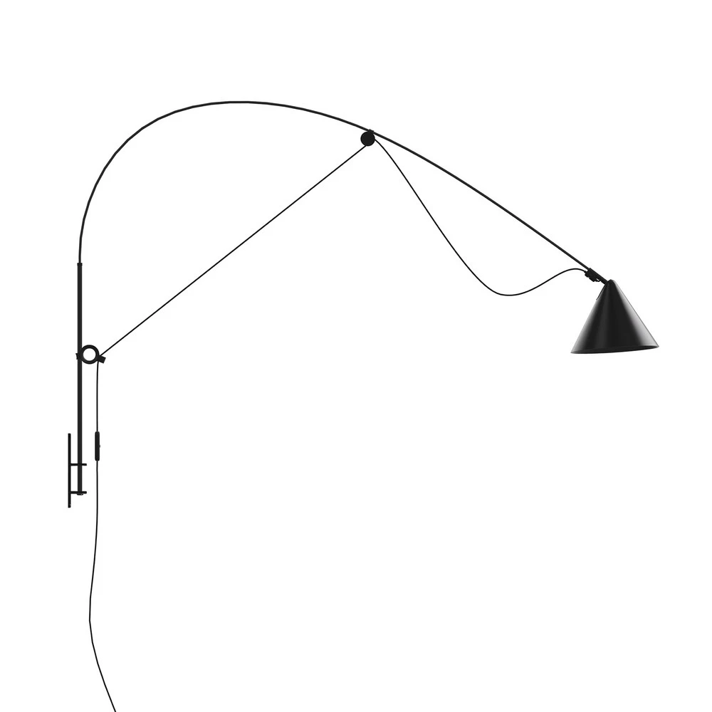 midgard Applique murale LED AYNO L, noir/noir 2.700 K 130 cm pour éclairage de lecture