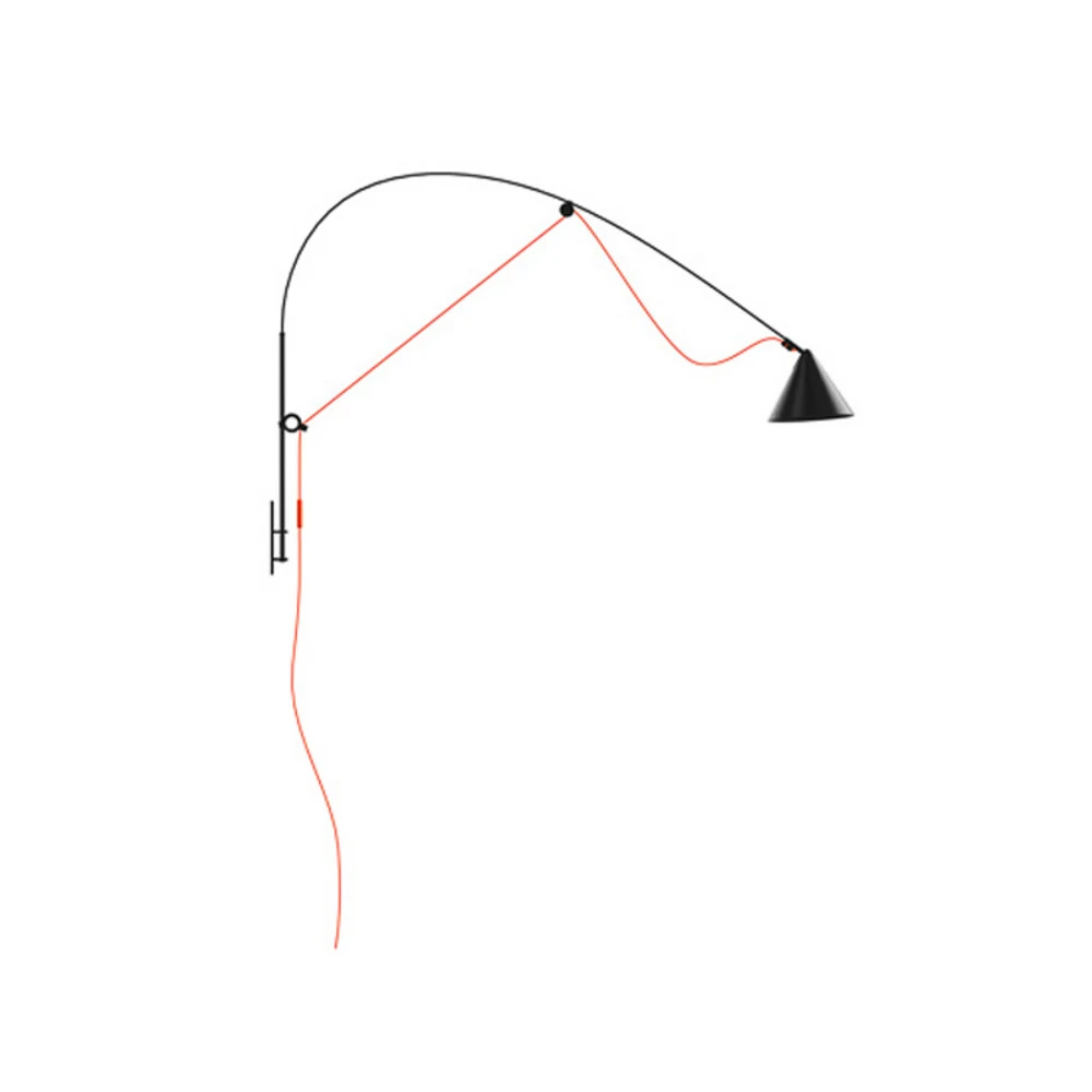 midgard applique murale LED AYNO L, noir/orange, 2.700 K 130 cm en laiton brossé