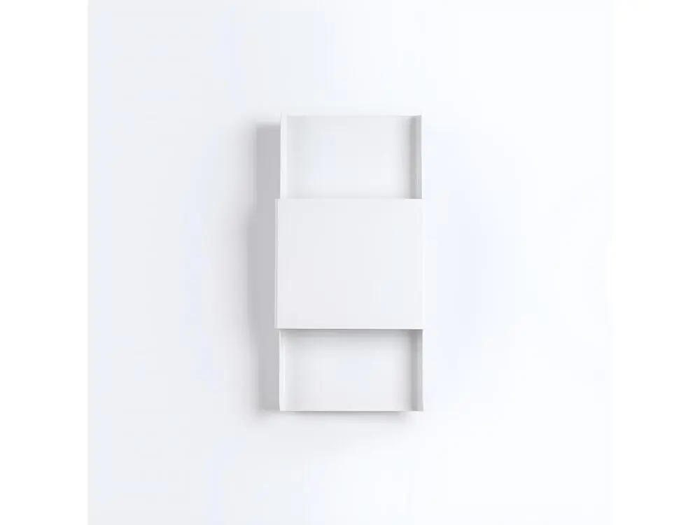 Plafonnier récent en acier - 2 sources lumineuses - L.20 x H.40 cm - blanc