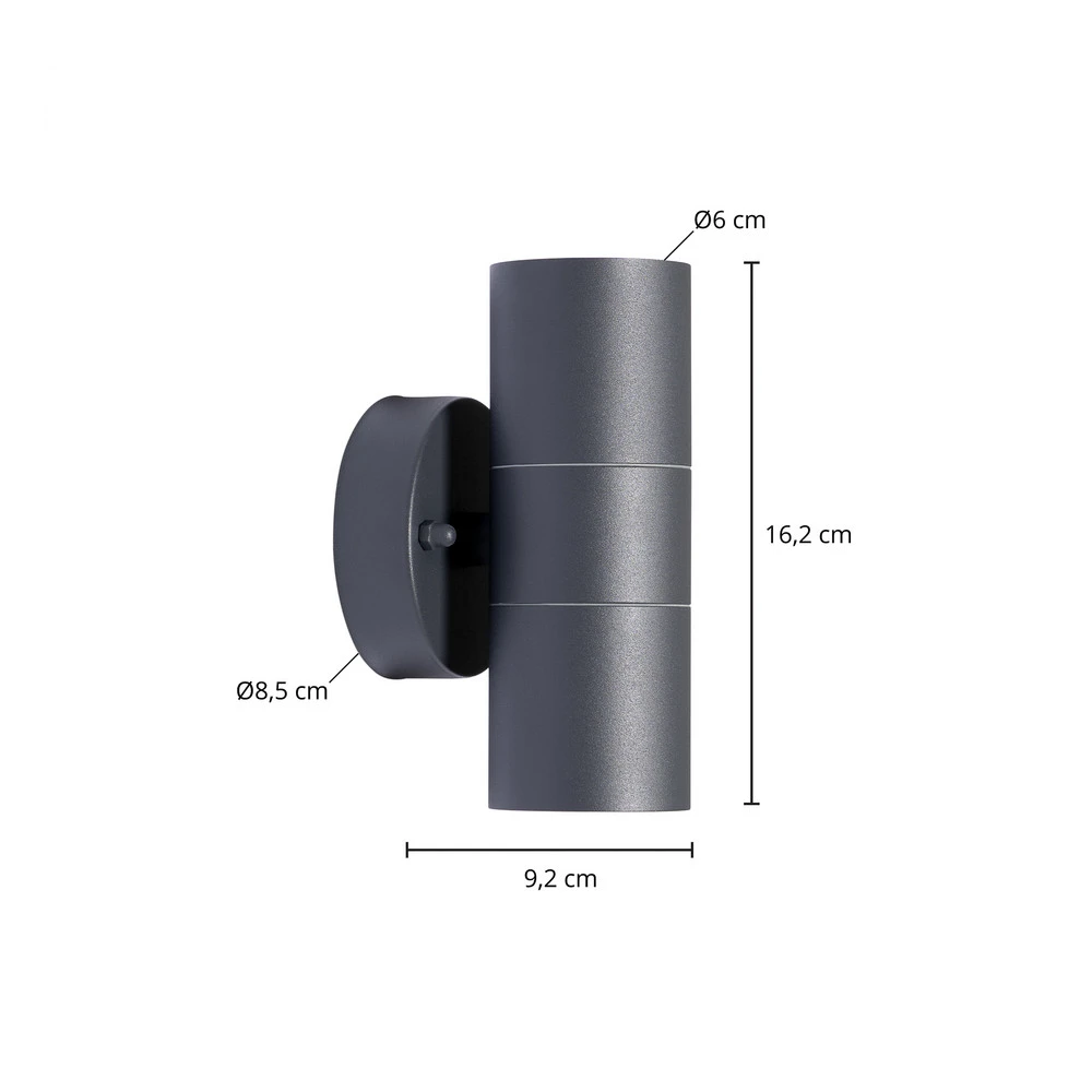 Prios Tulimar applique d'extérieur à 2 lampes avec interrupteur intégré