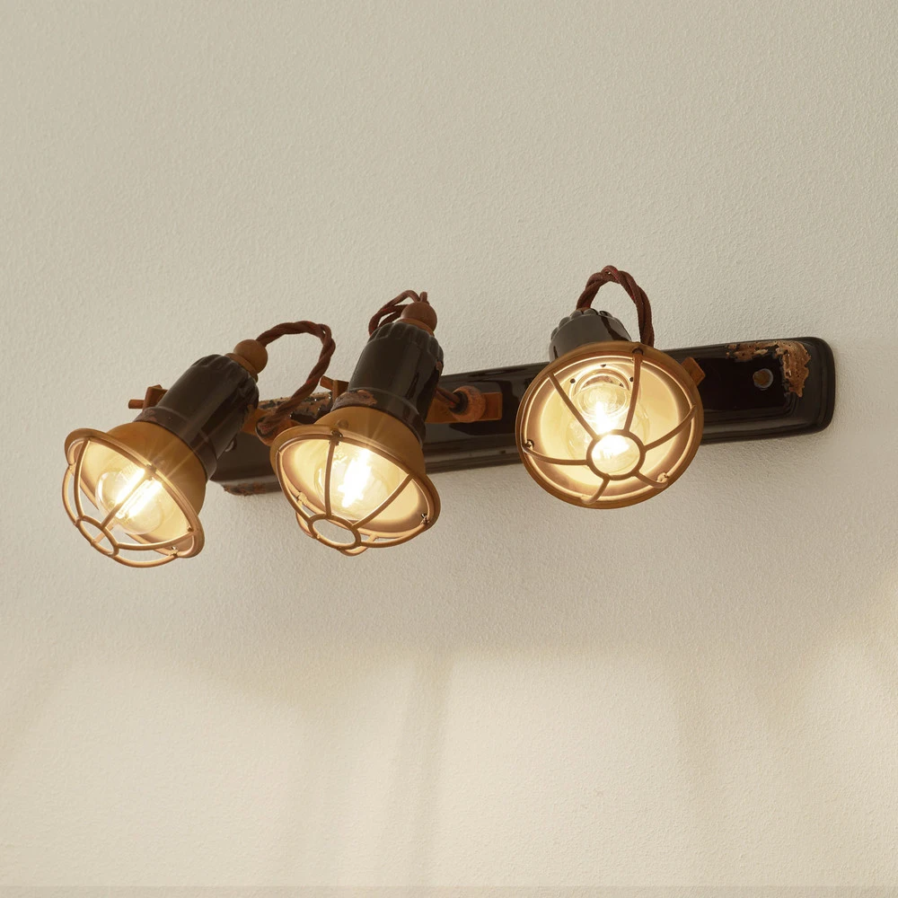 Étanche IP44 Applique C1677/1 avec corbeille, 3 lampes, noire