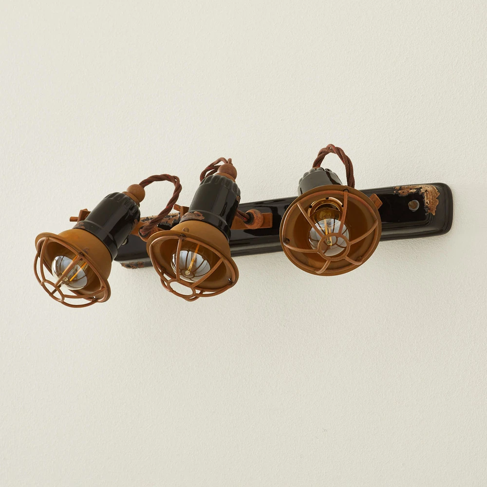 Étanche IP44 Applique C1677/1 avec corbeille, 3 lampes, noire