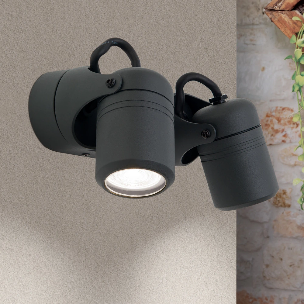 Étanche IP44 Applique d’extérieur Vision, inclinable, 2 lampes