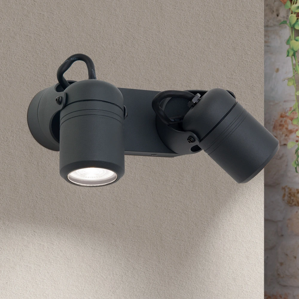 Étanche IP44 Applique d’extérieur Vision, inclinable, 2 lampes