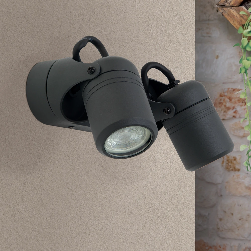 Étanche IP44 Applique d’extérieur Vision, inclinable, 2 lampes