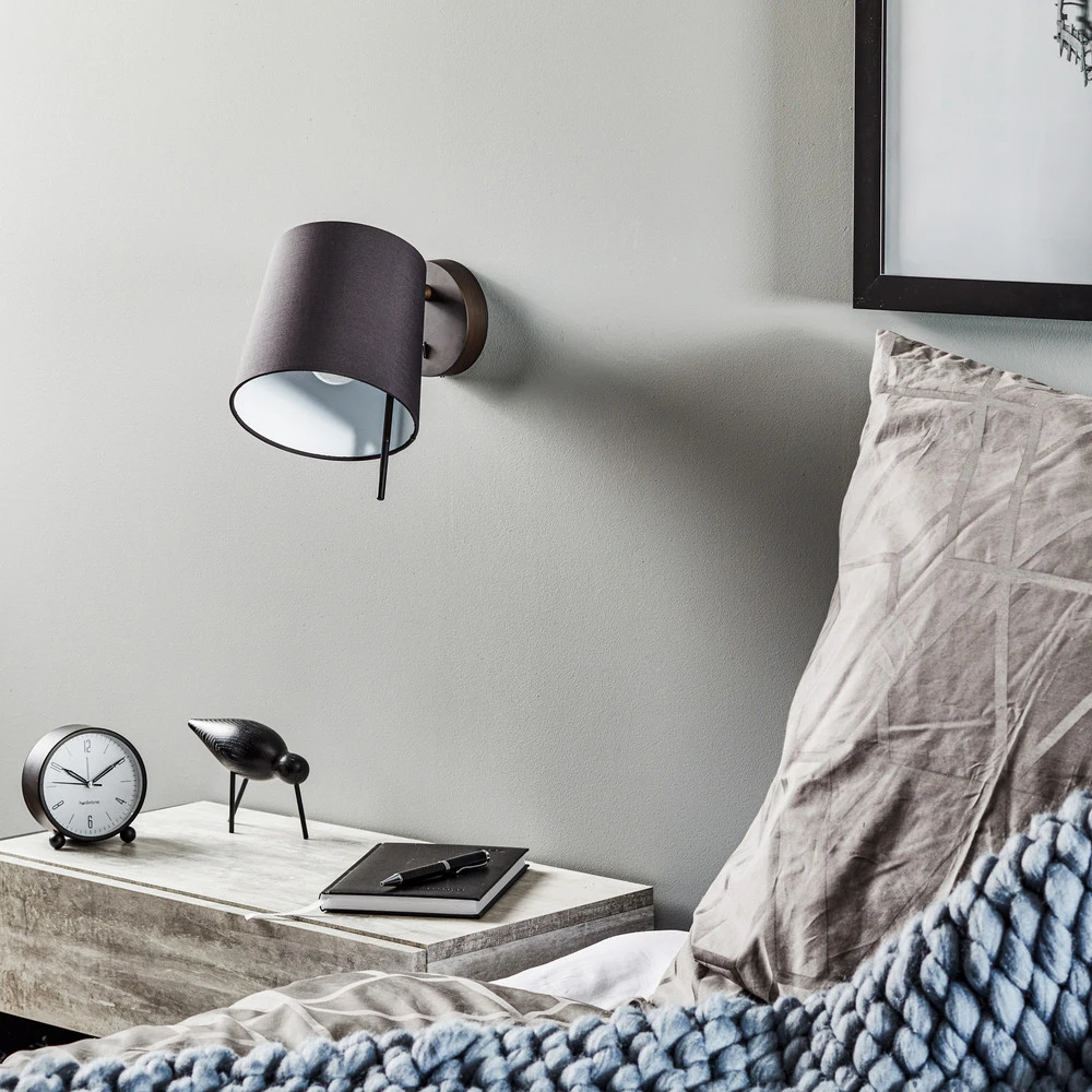 Étanche IP44 Applique Mitsu Wall cuivré foncé, abat-jour noir