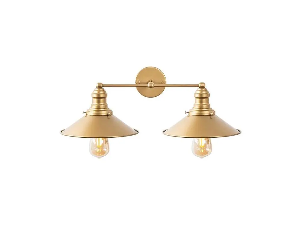 Étanche IP44 Applique Murale Interieur, Lampe Murale Industrielle Bois, Or 55x27x20 Cm