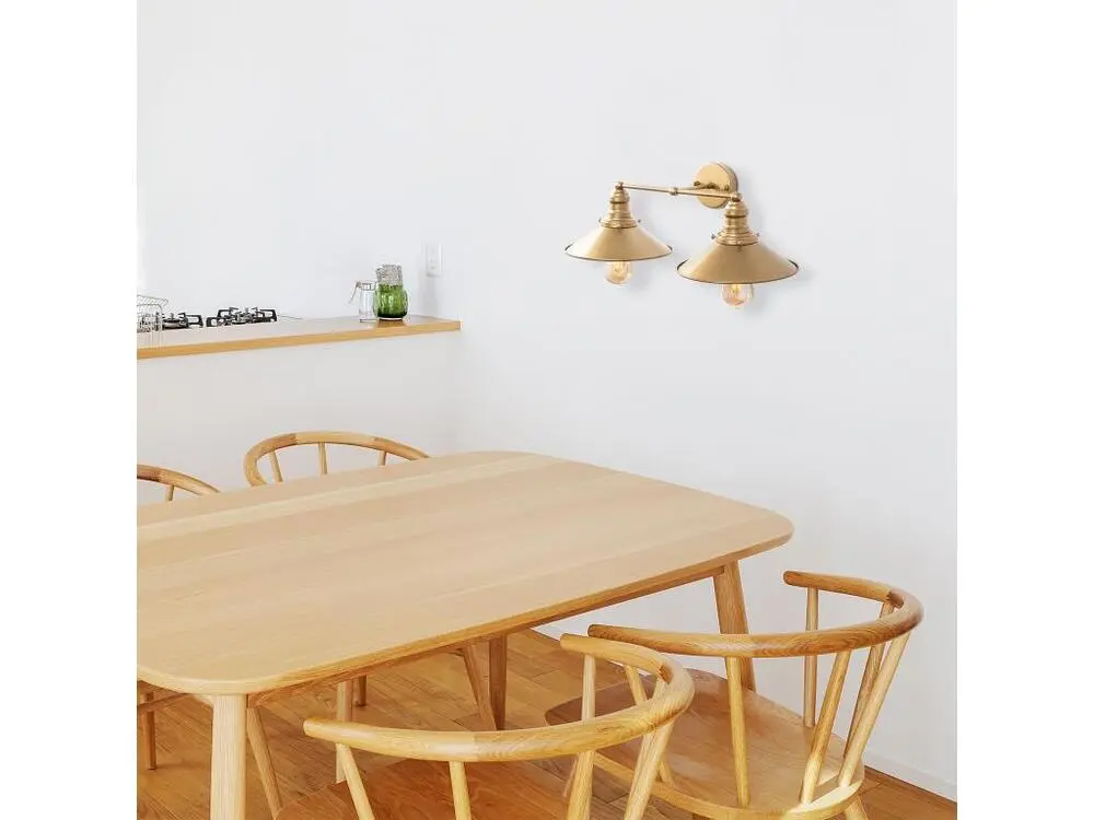 Étanche IP44 Applique Murale Interieur, Lampe Murale Industrielle Bois, Or 55x27x20 Cm