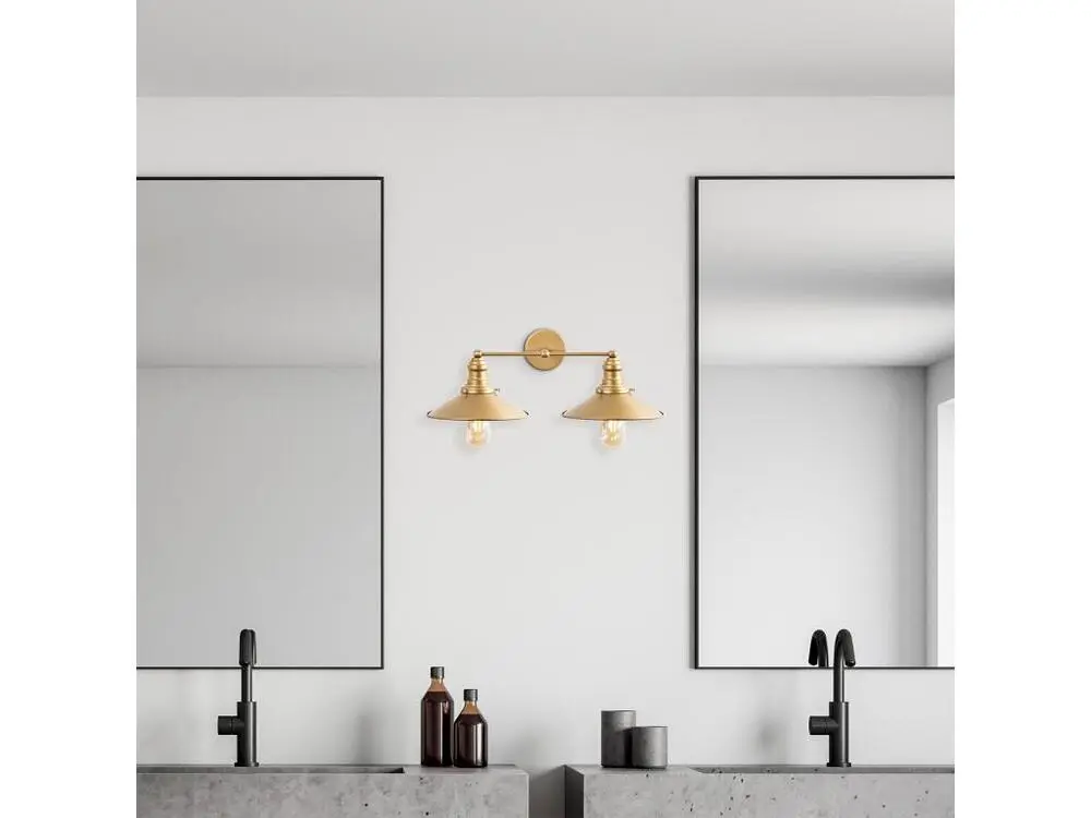 Étanche IP44 Applique Murale Interieur, Lampe Murale Industrielle Bois, Or 55x27x20 Cm